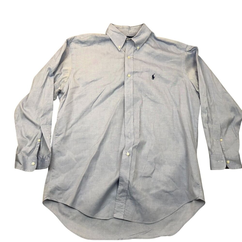 Ralph Lauren Mens Yarmouth Dress Shirt Large Long Sleeve Oxford Button Up Blue
